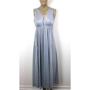 Nightgown Size S Vintage 70’s Silver Gray Satin Silky Long Full Flowy Women's